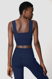 Navy Blue Kelly Long Line Sleek Padded Sports Bra - Women - Pineapple Clothing