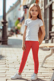 Neon Coral UV 50+ Lucy Bright Recyclable Cute Stretchy Leggings - Kids
