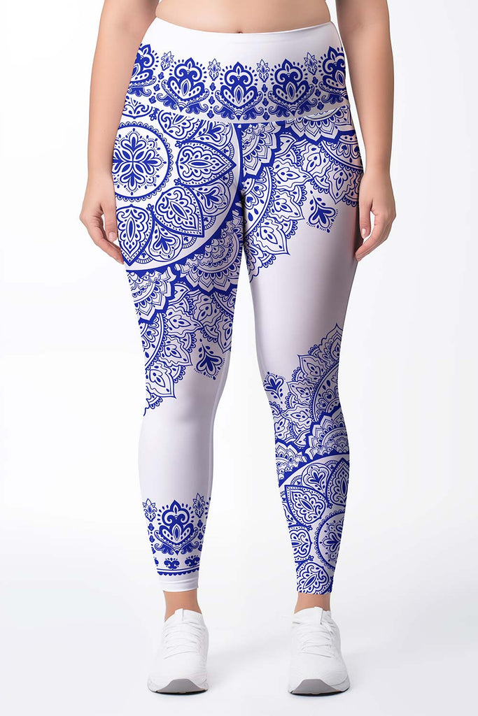 Geometrical Pattern. Natural White and Blue colors Leggings for Sale by  lents