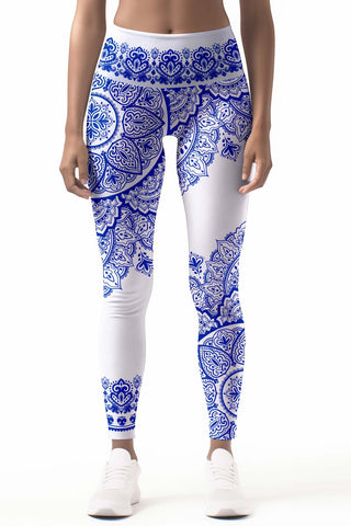 White Black Elephant Leggins Design Women's Casual Yoga Pants Boho
