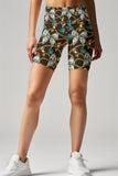 Old Money Karen Brown Dollar Diamond Printed Yoga Biker Shorts - Women