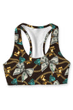 Old Money Stella Brown Dollar Printed Seamless Sport Yoga Bra - Women