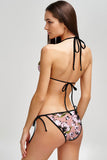 Ooh Darling Lara Beige Floral Print Triangle String Bikini Top - Women
