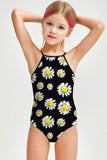 Oopsy Daisy Becky Black Floral Printed One-Piece Swimsuit - Girls