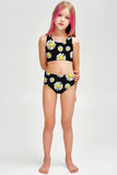 Oopsy Daisy Claire Black Floral Two-Piece Sporty Swimwear Set - Girls