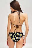 Oopsy Daisy Sofia Black Floral Loop Tie Cheeky Bikini Bottom - Women