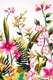 Mountain Garden Zoe White Floral Tropical Print Summer Eco Tee - Girls