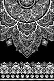 Black Nirvana Zoe White Geometric Boho Print Designer T-Shirt - Women