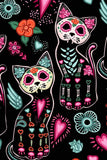 FangTastic Sophia Black Skull Cat Print Halloween Sleeved Top - Girls