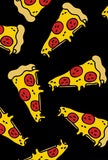 Pepperoni Zoe White & Black Pizza Print Cute Designer T-Shirt - Girls