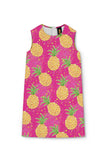 Piña Colada Adele Pink Pineapple Print Shift Summer Dress - Girls