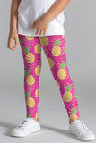 Piña Colada Lucy Pink Pineapple Print Summer Leggings - Kids