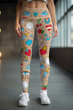 Pretty in Ink Lucy Beige Tattoo Print Leggings Yoga Pants - Women