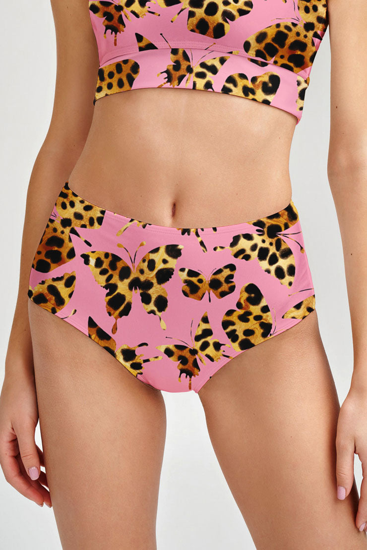 Quaintrelle Cara Pink Butterfly Printed Hipster Bikini Bottom - Women - Pineapple Clothing