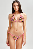 Quaintrelle Linda Pink Butterfly Side Tie Cheeky Bikini Bottom - Women - Pineapple Clothing