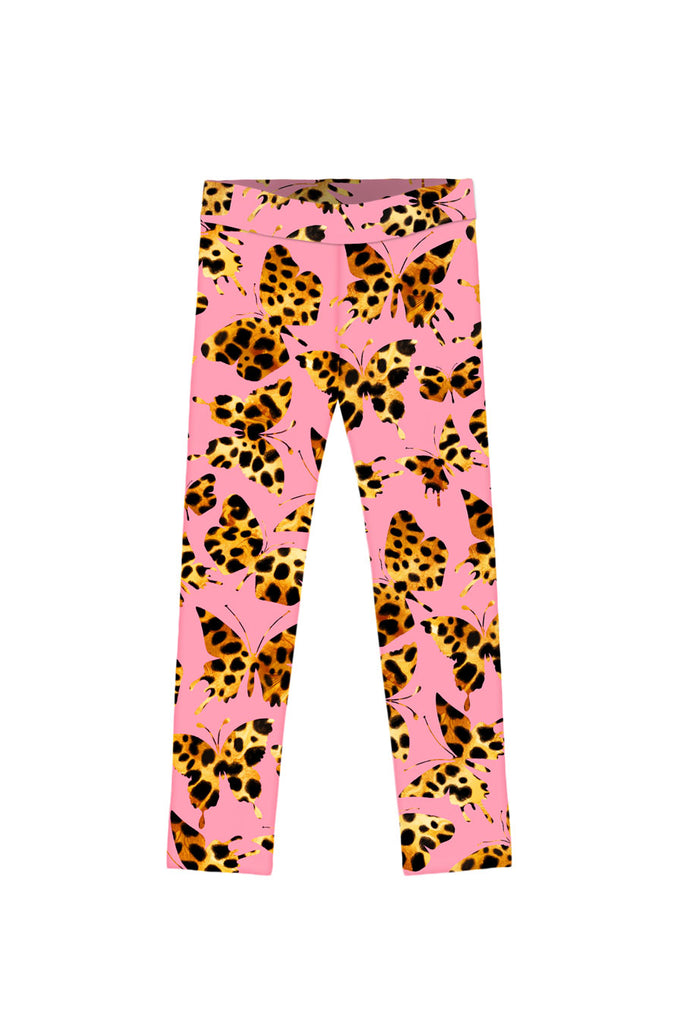 Quaintrelle Lucy Pink Butterfly Print School Active Leggings - Girls