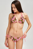 Quaintrelle Sara Pink Butterfly Strappy Triangle Bikini Top - Women - Pineapple Clothing