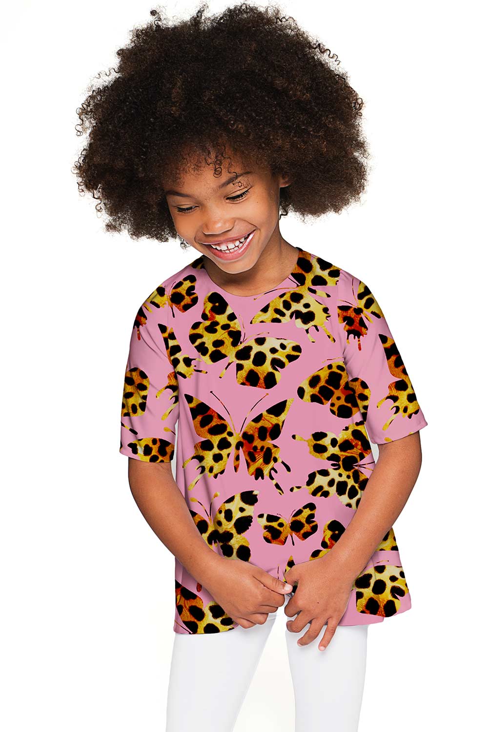 Quaintrelle Sophia Pink Butterfly Print Fancy Elbow Sleeve Top - Girls - Pineapple Clothing