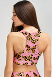 Quaintrelle Starla Pink Butterfly Print Crop Top Sports Bra - Women - Pineapple Clothing