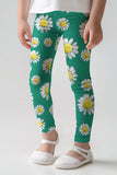 Remarkable Daisy Lucy Emerald Green Floral Printed Leggings - Girls