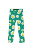 Remarkable Daisy Lucy Emerald Green Floral Printed Leggings - Girls