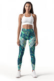 Revival Lucy Green Geometric Print Leggings Yoga Pants - Women