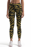 Roarsome Lucy Black & Gold Tiger Printed Leggings Yoga Pants - Women