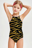 Roarsome Becky Black Gold Tiger Printed One-Piece Swimsuit - Girls - Pineapple Clothing