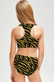 Roarsome Claire Black Gold Tiger Two-Piece Swimsuit Sporty Set - Girls - Pineapple Clothing