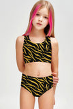 Roarsome Claire Black Gold Tiger Two-Piece Swimsuit Sporty Set - Girls - Pineapple Clothing