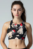 Santa Puglaus Starla Black High Neck Padded Crop Top Sport Bra - Women