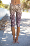 Shimmerfest Ellie Grey Shiny Sparkle Print Yoga Capri Leggings - Women - Pineapple Clothing