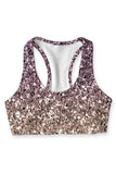 Shimmerfest Stella Grey Glitter Print Seamless Sport Yoga Bra - Women - Pineapple Clothing