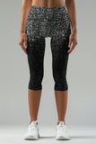 Silver Chichi Ellie Black Glitter Printed Yoga Capri Leggings - Women