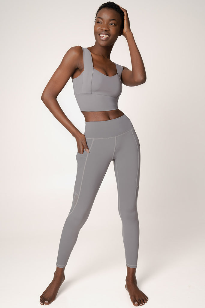 BUY 1 GET 3 FREE! Silver Grey Cassi Side Pockets Workout Leggings Yoga  Pants - Women - Pineapple Clothing