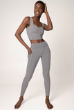 Silver Grey Kelly Long Line Sleek Padded Sports Bra - Women - Pineapple Clothing