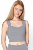 Silver Grey Kelly Long Line Sleek Padded Sports Bra - Women - Pineapple Clothing