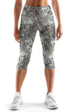 Silverlight Ellie Grey Glitter Printed Gym Yoga Capri Leggings - Women