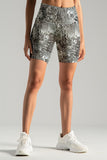 Silverlight Karen Grey Glitter Shimmer Print Yoga Biker Shorts - Women