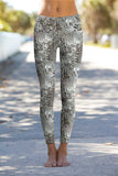 Silverlight Lucy Grey Glitter Print Sporty Leggings Yoga Pants - Women