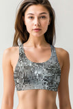 Silverlight Stella Grey Glitter Print Seamless Sport Yoga Bra - Women