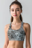 Silverlight Stella Grey Glitter Print Seamless Sport Yoga Bra - Women