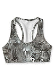 Silverlight Stella Grey Glitter Print Seamless Sport Yoga Bra - Women