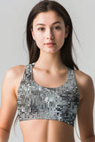 Silverlight Stella Grey Glitter Print Seamless Sport Yoga Bra - Women