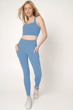 Sky Blue Cassi Workout Leggings Yoga Pants with Mesh & Pockets - Women - Pineapple Clothing