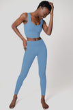 Sky Blue Kelly Long Line Sleek Padded Sports Bra - Women - Pineapple Clothing