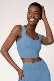 Sky Blue Kelly Long Line Sleek Padded Sports Bra - Women - Pineapple Clothing