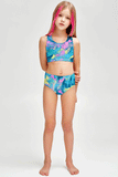 Smoothie Bowl Claire Blue Tie Dye Print Two-Piece Swimwear Set - Girls - Pineapple Clothing