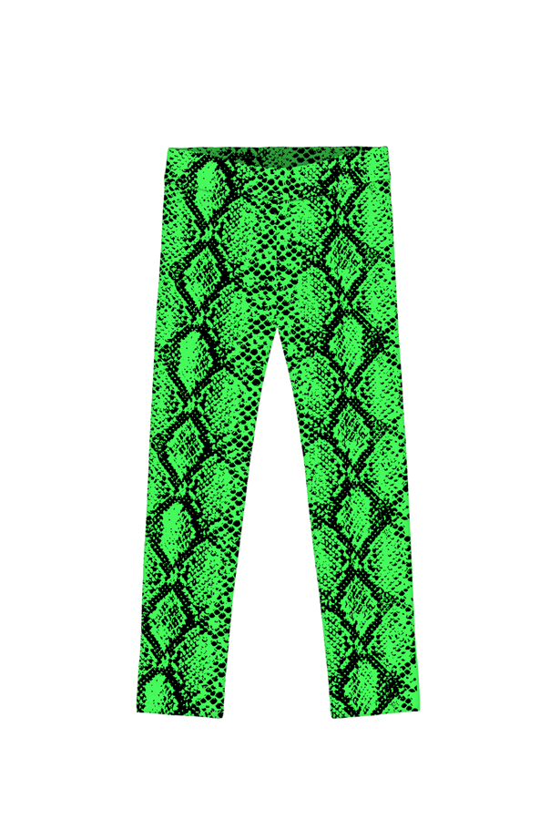 Snake Skin Neon Green Lucy Animal Print Trendy Summer Leggings - Girls - Pineapple Clothing