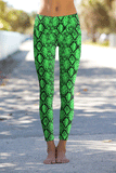 Snake Skin Neon Green Lucy Animal Printed Leggings Yoga Pants - Women - Pineapple Clothing